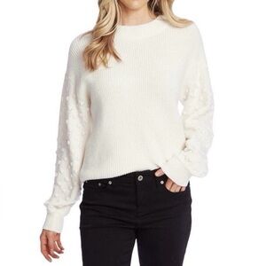 NWT Cece Antique Cream White Knit Sweater XS